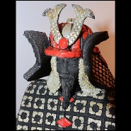 Sculpture Samourai Raku rouge et argent PC-Samurai Raku Red & Silver
