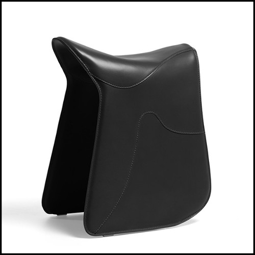 Stool saddle shape in black leather 107-Cavallero Black