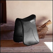 Stool saddle shape in black leather 107-Cavallero Black