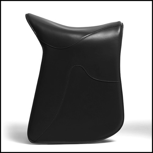Stool saddle shape in black leather 107-Cavallero Black