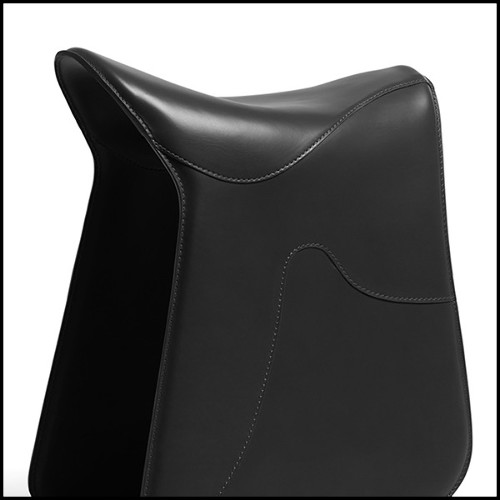 Stool saddle shape in black leather 107-Cavallero Black