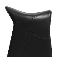 Stool saddle shape in black leather 107-Cavallero Black