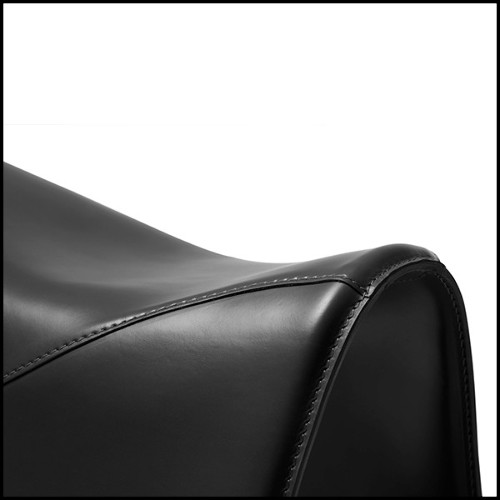 Stool saddle shape in black leather 107-Cavallero Black
