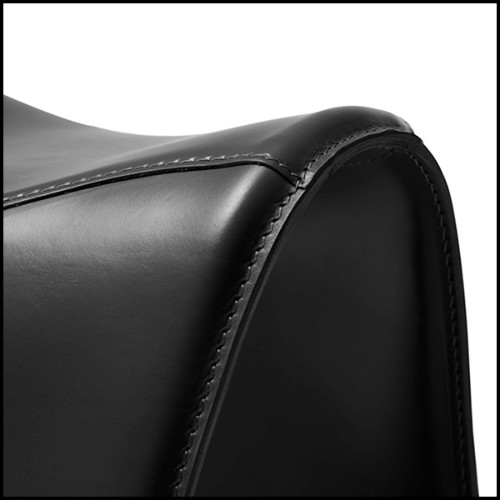 Stool saddle shape in black leather 107-Cavallero Black
