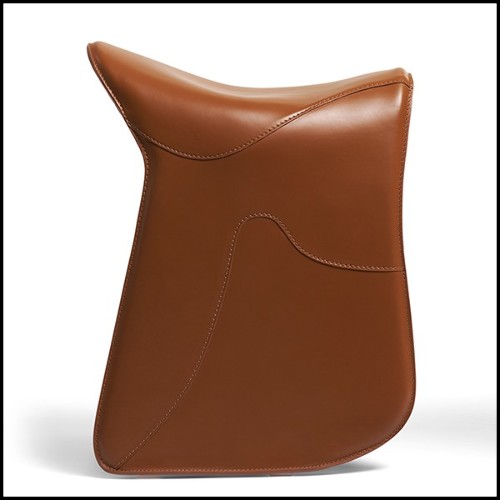 Stool saddle shape in full grain brown leather 107-Cavallero Brown