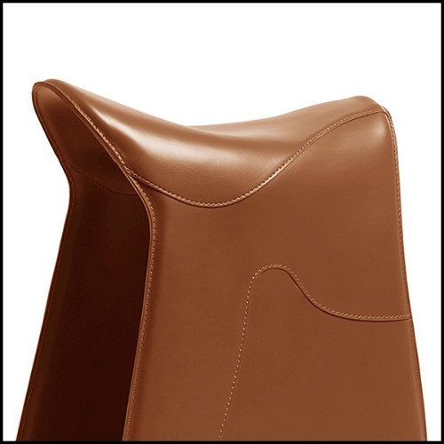 Tabouret style selle en cuir pleine fleur marrons 107-Cavallero Brown