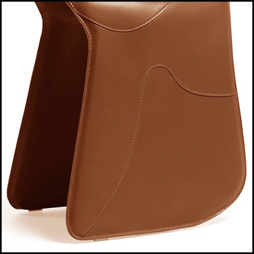 Stool saddle shape in full grain brown leather 107-Cavallero Brown