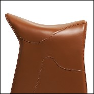 Stool saddle shape in full grain brown leather 107-Cavallero Brown