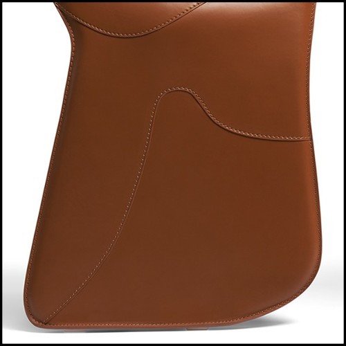 Tabouret style selle en cuir pleine fleur marrons 107-Cavallero Brown