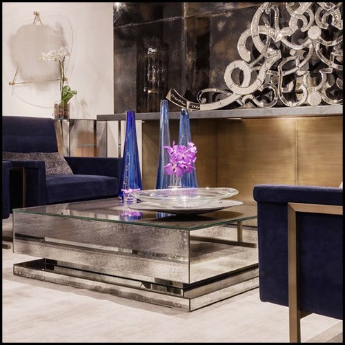Coffee table in mirrored glass antique finish 182-Oldies Glass