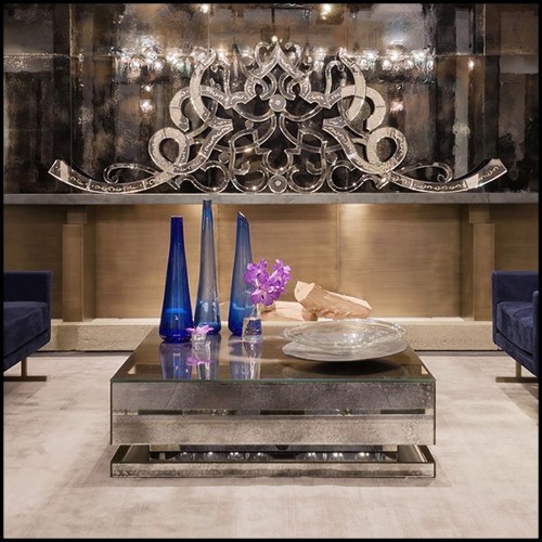 Coffee table in mirrored glass antique finish 182-Oldies Glass