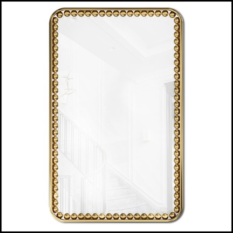 Mirror in rectangular shape with polished brass frame 164-Spheres Rectangular