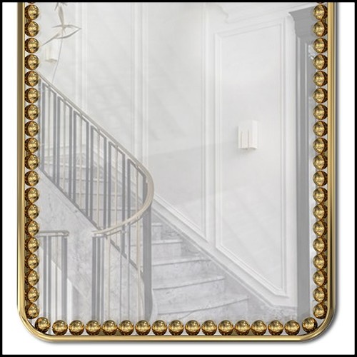 Mirror in rectangular shape with polished brass frame 164-Spheres Rectangular