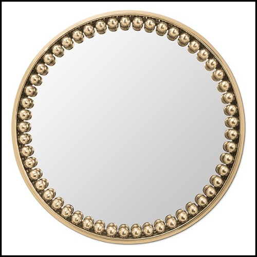 Miroir de forme ronde avec cadre en laiton poli Spheres Round