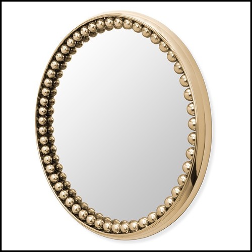 Miroir de forme ronde avec cadre en laiton poli Spheres Round