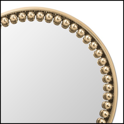 Miroir de forme ronde avec cadre en laiton poli Spheres Round