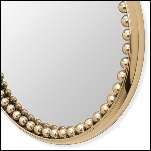 Miroir de forme ronde avec cadre en laiton poli Spheres Round