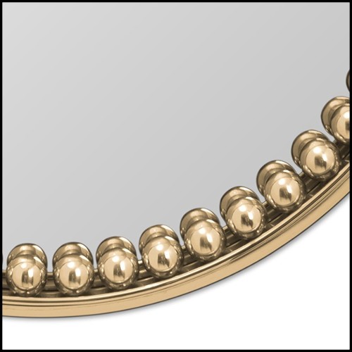Miroir de forme ronde avec cadre en laiton poli Spheres Round