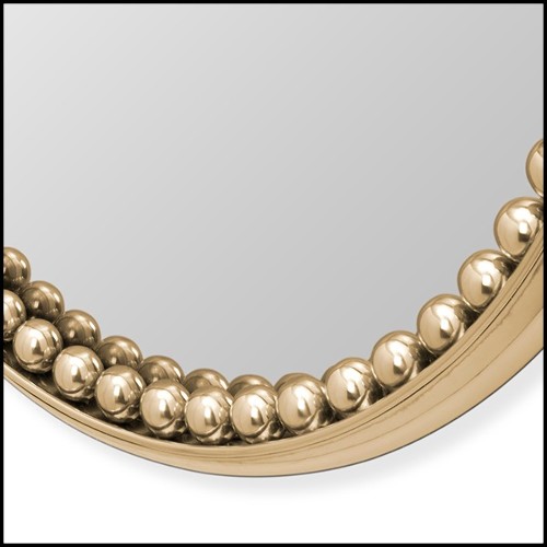 Miroir de forme ronde avec cadre en laiton poli Spheres Round