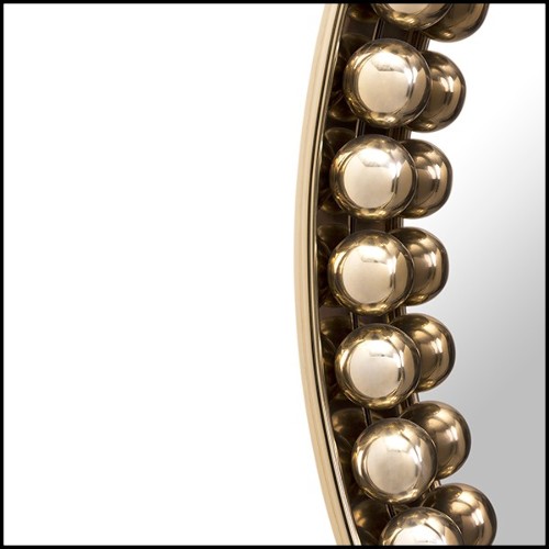 Miroir de forme ronde avec cadre en laiton poli Spheres Round