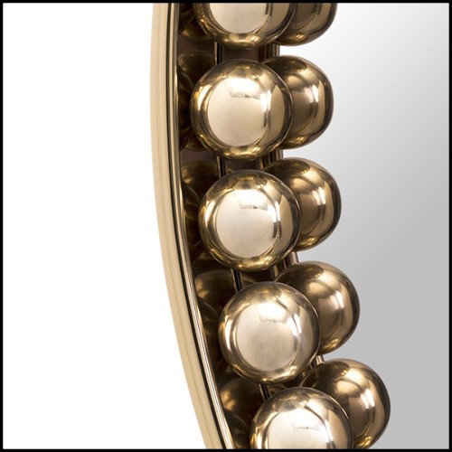 Miroir de forme ronde avec cadre en laiton poli Spheres Round