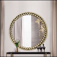 Miroir de forme ronde avec cadre en laiton poli Spheres Round