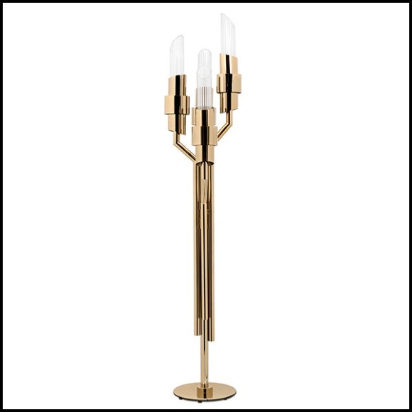 Floor lamp in gold-plated polished brass and crystal glass 164-Vitta