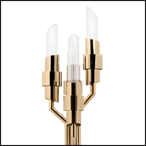 Floor lamp in gold-plated polished brass and crystal glass 164-Vitta