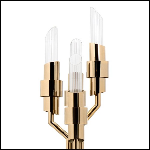 Floor lamp in gold-plated polished brass and crystal glass 164-Vitta