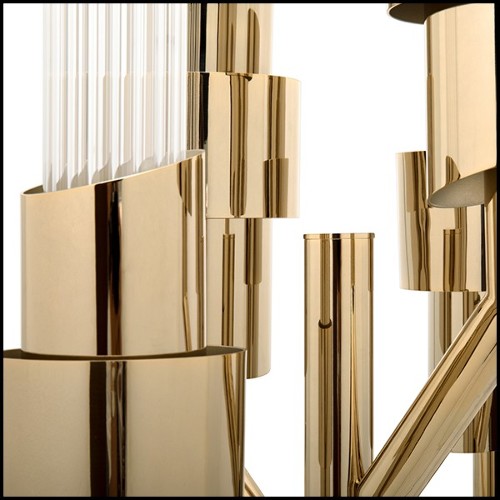 Floor lamp in gold-plated polished brass and crystal glass 164-Vitta