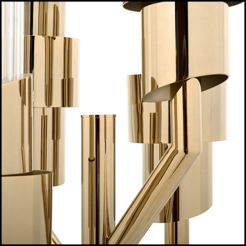 Floor lamp in gold-plated polished brass and crystal glass 164-Vitta