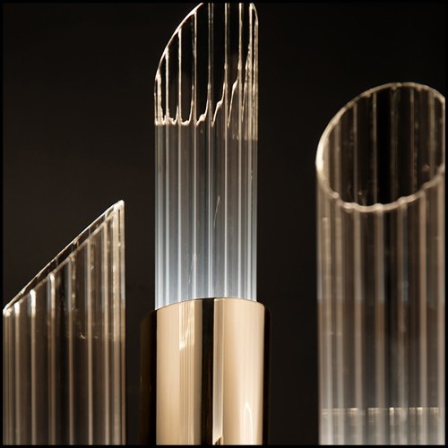 Lampadaire en laiton poli plaqué or et  verre cristal 164-Vitta