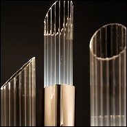 Lampadaire en laiton poli plaqué or et  verre cristal 164-Vitta