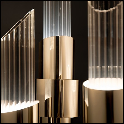 Floor lamp in gold-plated polished brass and crystal glass 164-Vitta