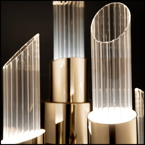 Floor lamp in gold-plated polished brass and crystal glass 164-Vitta