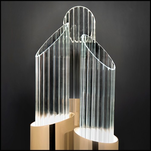 Lampe de table en laiton poli plaqué or et avec verre cristal 164-Vitta