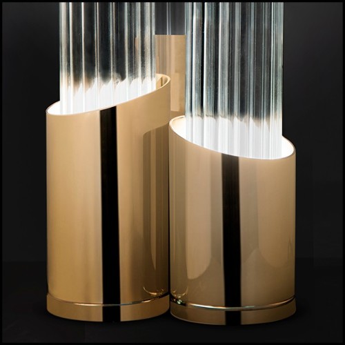 Lampe de table en laiton poli plaqué or et avec verre cristal 164-Vitta