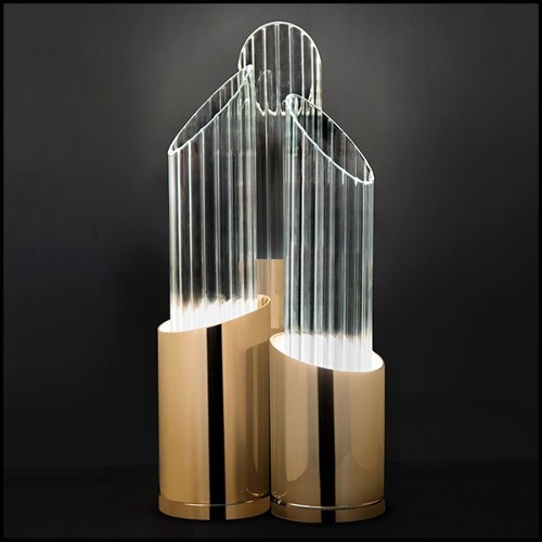 Table Lamp in gold-plated polished brass and with crystal glass 164-Vitta