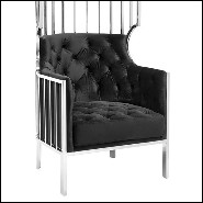 Fauteuil cage en métal finition chromée et velours noir 162-Cage