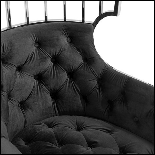 Fauteuil cage en métal finition chromée et velours noir 162-Cage