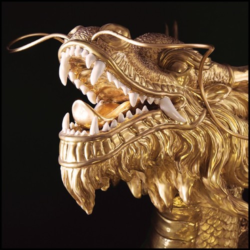 Sculpture dragon in porcelain and gold-plated 24k gold 196-Gold Dragon