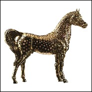 Sculpture with amber crystals  in porcelain and gold plated 196-Gold Horse Amber