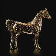 Sculpture cheval en or avec cristaux d'ambre et plaqué or 24k Gold Horse Amber