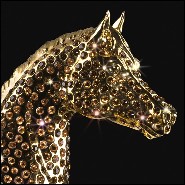Sculpture with amber crystals  in porcelain and gold plated 196-Gold Horse Amber