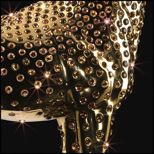 Sculpture cheval en or avec cristaux d'ambre et plaqué or 24k Gold Horse Amber