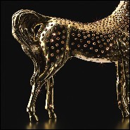 Sculpture with amber crystals  in porcelain and gold plated 196-Gold Horse Amber