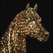 Sculpture cheval en or avec cristaux d'ambre et plaqué or 24k Gold Horse Amber