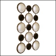 Miroir en métal finition bronze avec ronds en verre noir 119-Rings Convex