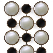 Miroir en métal finition bronze avec ronds en verre noir 119-Rings Convex