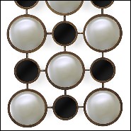 Mirror in bronze finish and black glass rounds 119-Rings Convex